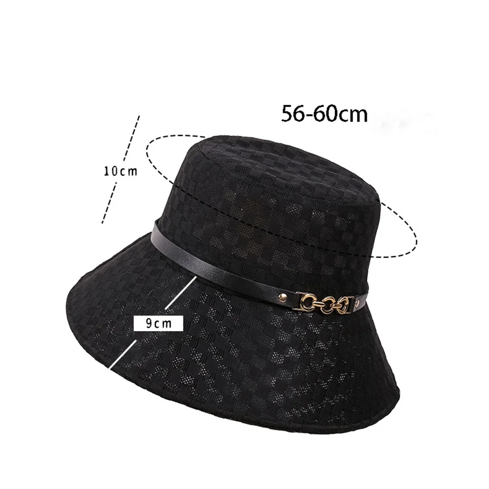 Neue modische Damen-Outdoor-Bucket-Hüte, lässige Reisehüte, karierte personalisierte Bucket-Fischerhüte, Freizeithüte, Sonnenschutzhüte – Detail 1