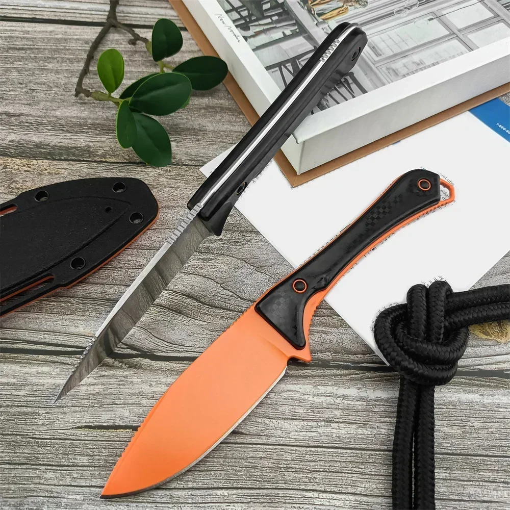 15201OR Altitude Combat Fixed Blade Knife 3.08" CPM-S90V Orange DLC Drop Point Gift Boltaron Sheath Tactical Hunting EDC Tool