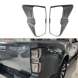 For Isuzu D-MAX DMAX 2021 2022 2023 2024 ABS Black Carbon Fiber Rear Light Cover Trim Taillight Lamp Protector Frame Accessories