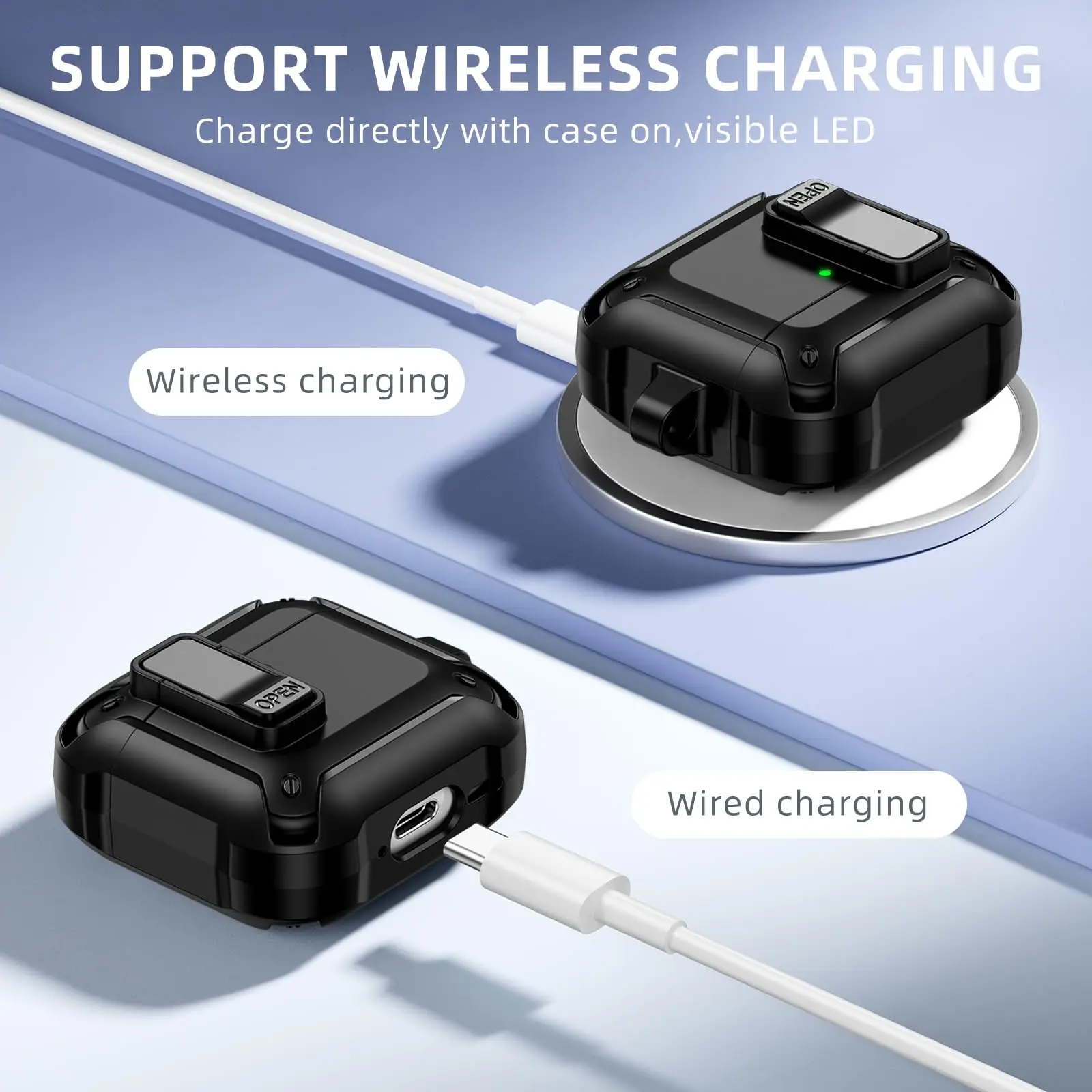 جديد 2025 لـ Airpods 4 حافظة قفل أمان غطاء حماية مقاوم للصدمات مع طقم تنظيف حافظة سماعة أذن فاخرة لأجهزة Airpods 4 Funda