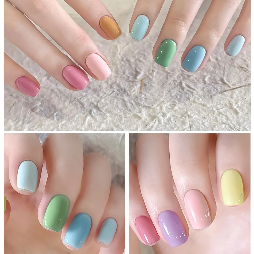 12 قطعة كريم هلام مسمار البولندية الربيع الصيف الحلوى مجموعة الوردي الأزرق اللون ل مانيكير شبه دائم نقع قبالة مسمار الفن هلام الورنيش