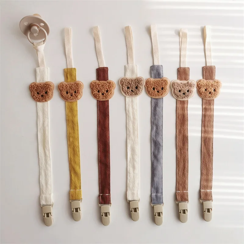 Cute Bear Baby Pacifier Chain Clips Holders Cartoon Anti-drop Chain Teething Clips Teether Toy Soother Pacifier Strap Chain Clip