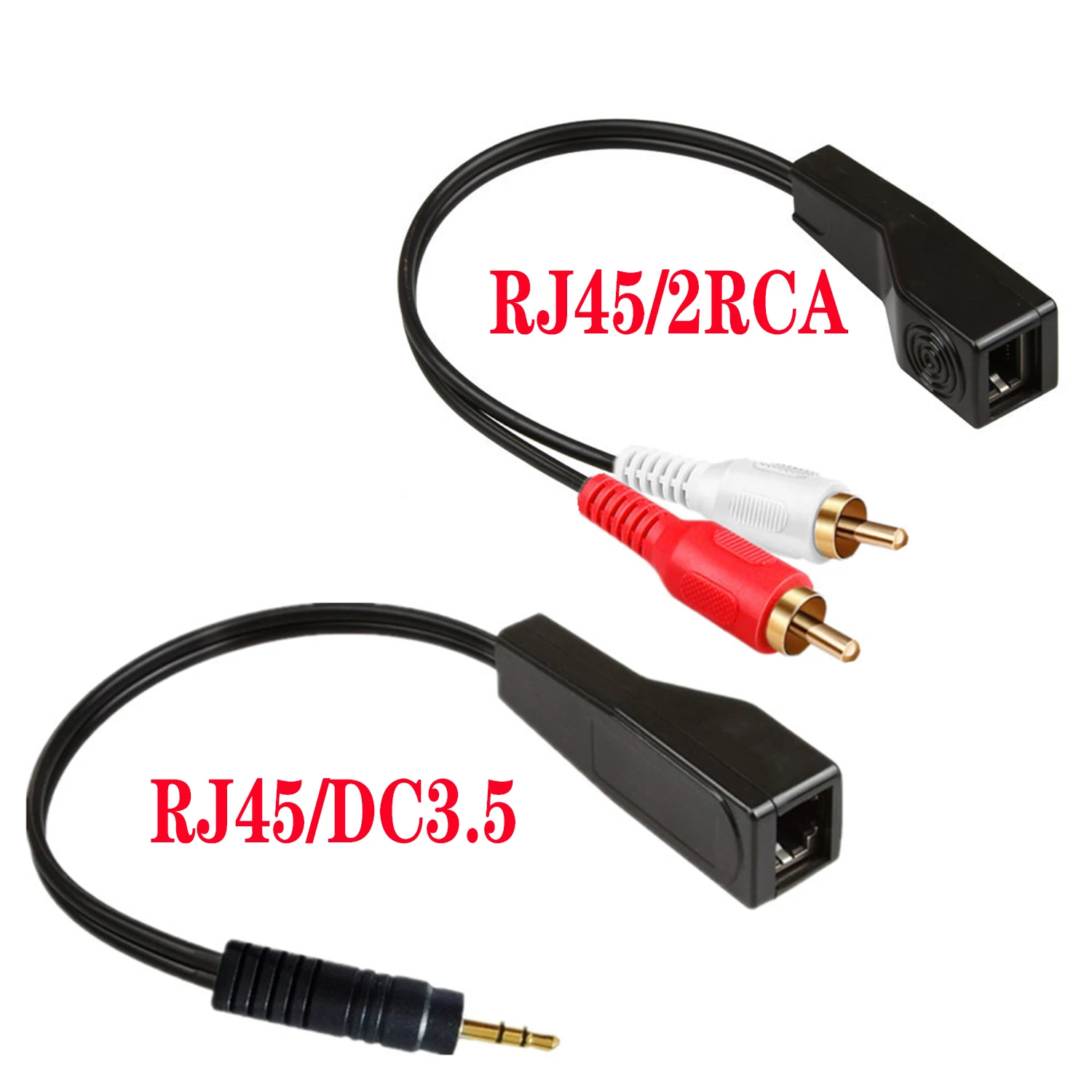 

2 Pack RJ45 Female To DC3.5mm Male RJ45 Female To 2RCA Male Band Extender With Network Cable Extension For 305m Audio Cable