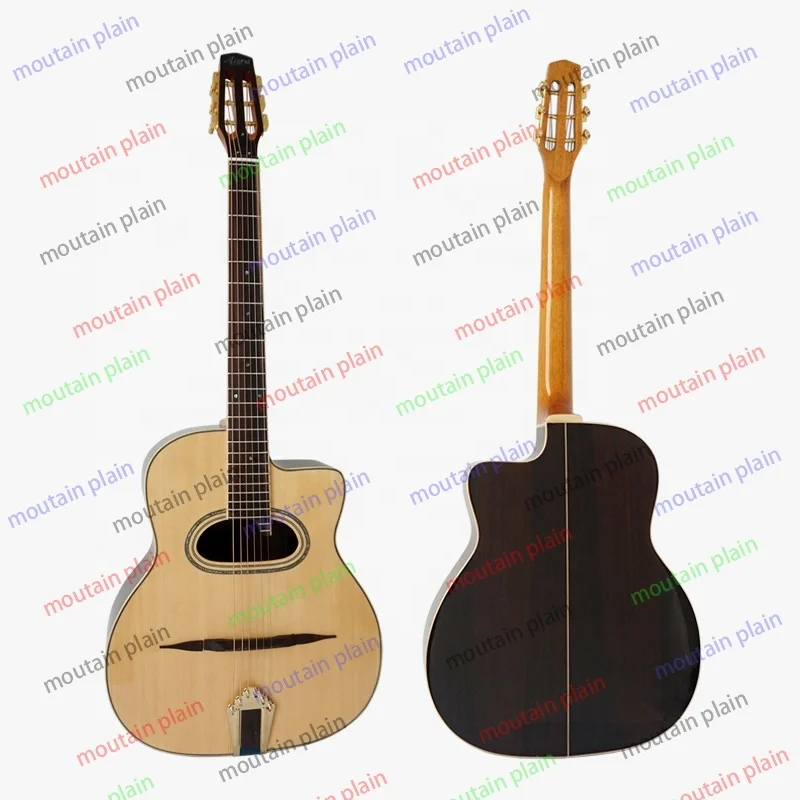 Acoustic Guitar Handmade Professionals Playable Gloss Finish D Hole Arch Top Steel String Gypsy Jazz Manouche