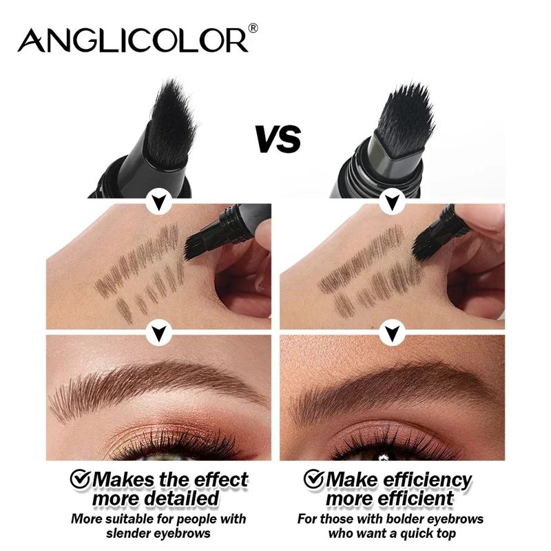 Matita per sopracciglia 3D selvaggia Microblading Penna per tinta per sopracciglia Pennello quadrato angolato Crema colorante per sopracciglia Anti-sbavature Multifunzione impermeabile