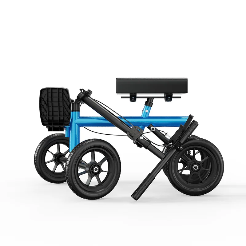 Coche de rodilla absorbente de golpes con pedales, plegable, de una sola pierna, para conducir en la rodilla