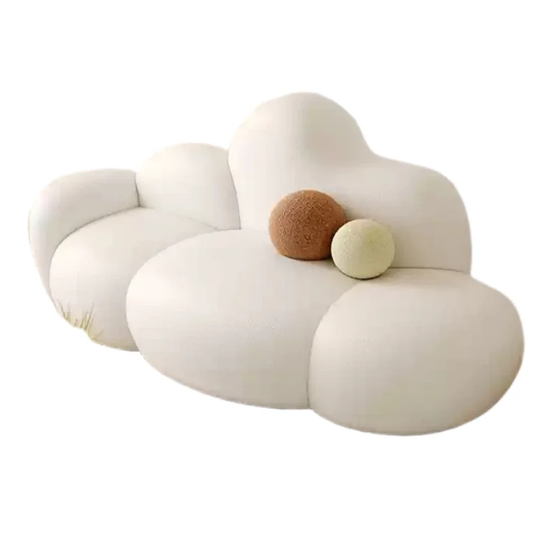* White Beige Cream Teddy Wool Fabric Couch Modular Sectional Sofa Factory Direct Customized Wholesale