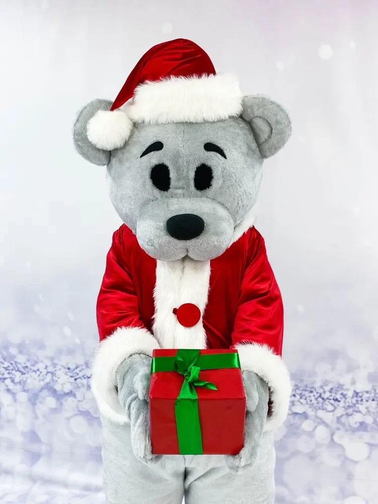

Красный костюм Санты, костюм талисмана серого медведя, коричневый кролик, рекламная прогулочная кукла, Хэллоуин, Рождество, карнавал, вечеринка, наряд для шоу