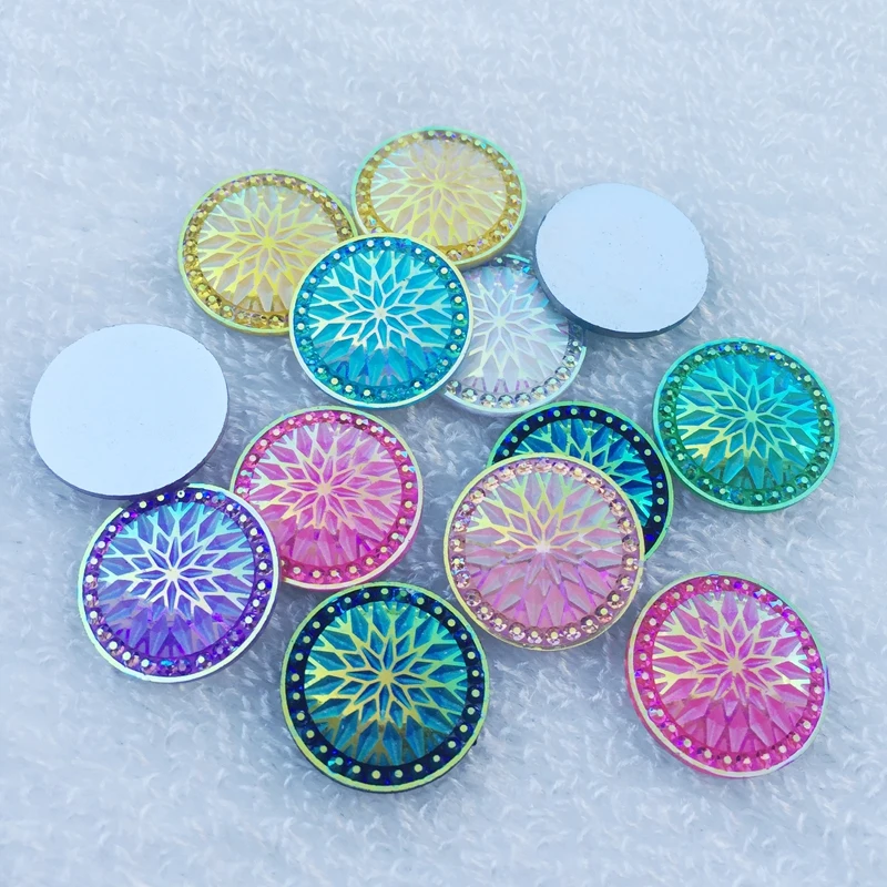 20pcs COLOR CHOICE Shiny AB Flatback Resin Cabochon DIY Decorative Craft Scrapbooking 20mm -E07