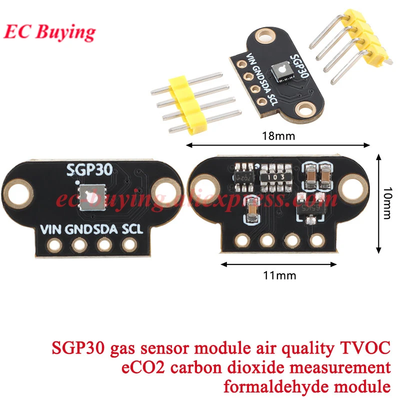 1-2 szt. GY-SGP30 SGP40 SGP41 MICS-6814 CCS811 TGS2600 BME680 Czujnik dwutlenku węgla Jakość powietrza CO2 CO NO2 NH3 TVOC ECO2 Detekcja — zdjęcie produktu 6