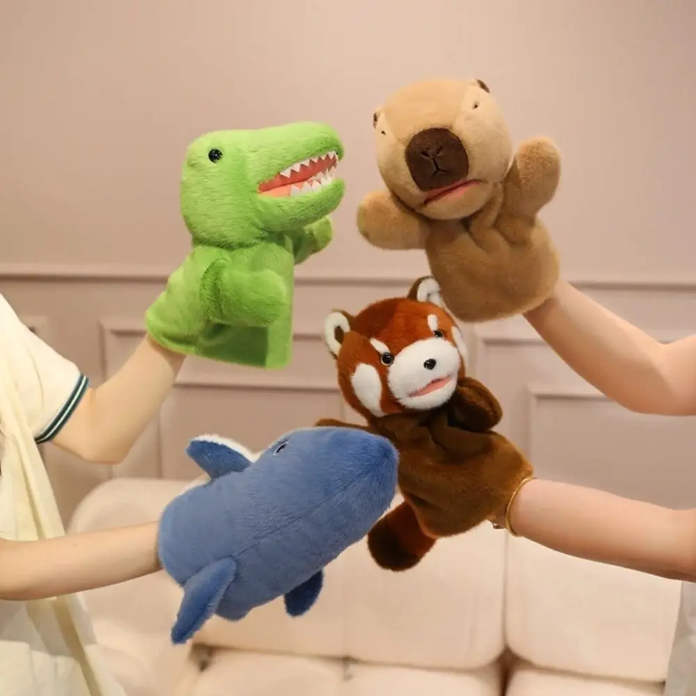 Frosch Tier Handpuppe Geschichtenerzählen Beweglicher Mund Gefüllte Plüsch Hai Spielzeug Simulation Ente Hand Finger Geschichte Puppe Geschichte Zeit