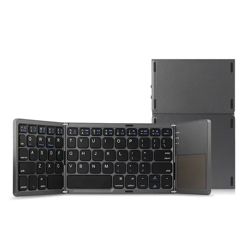 Mini Tri-Folding Keyboard Bluetooth Foldable Wireless Keypad with Touchpad for Tablets Laptop IPad Andriod IOS Phone Desktop