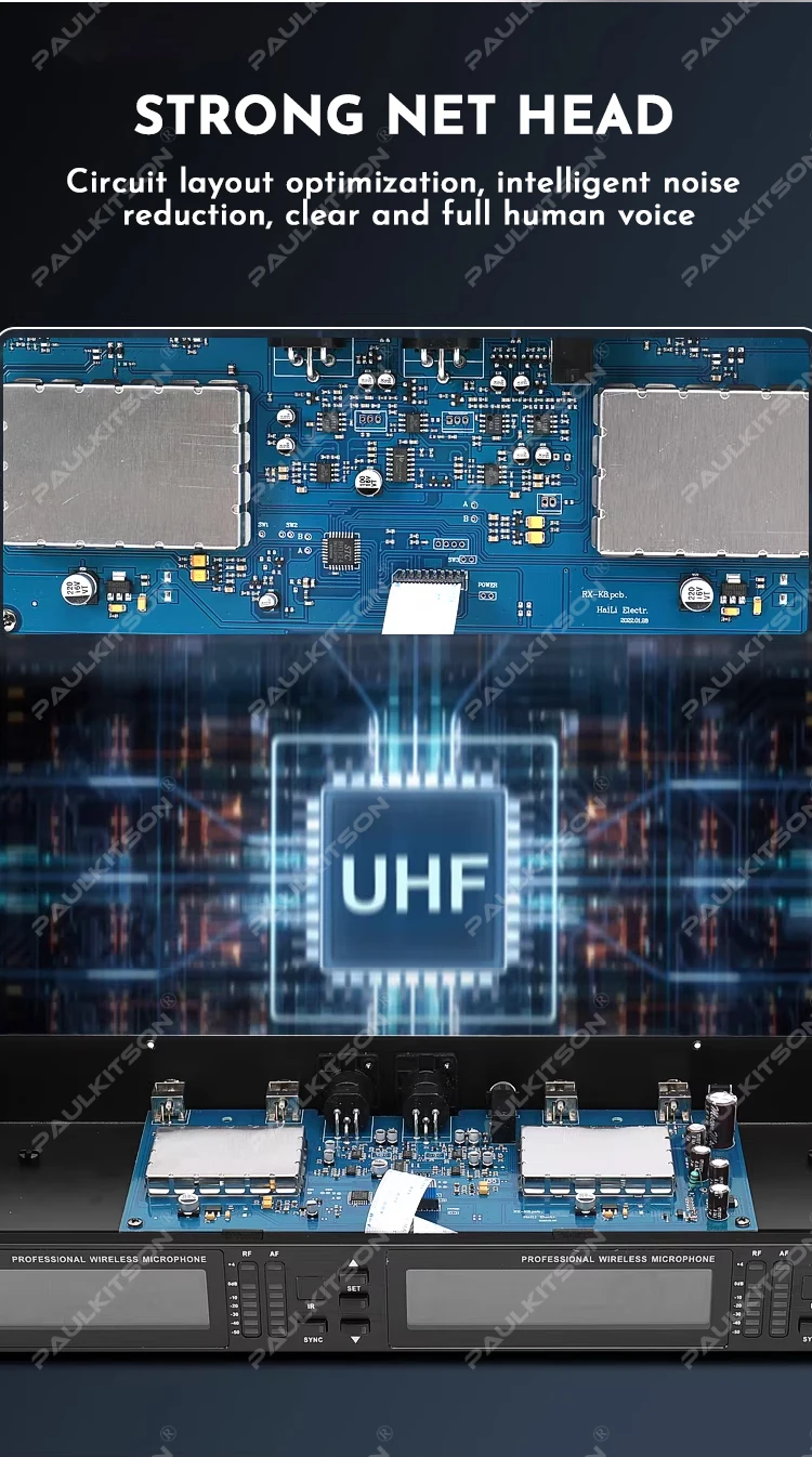 MK952 Dual-Handmikrofon mit True-Diversity-Technologie, 640-690MHz UHF, LCD, Stabiles Signal, Professionell für Bühne, Karaoke, Heim und Live-Einsatz – Detail 11