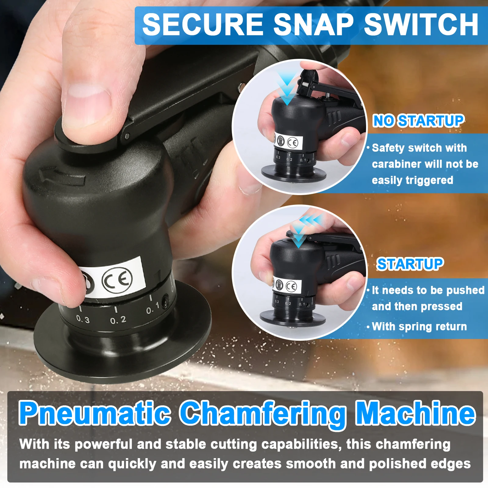 Pneumatic Chamfering Machine Carpenter Chamfering Handheld Grind Tool Metal Wood Acrylic Deburring Beveling Trimming Machine