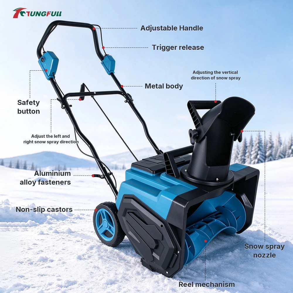 Cordless Snow Blower Electric Snow Thrower 2400W Brushless Snow Shovel Winter Snow Removal Tool for Patio Walkway