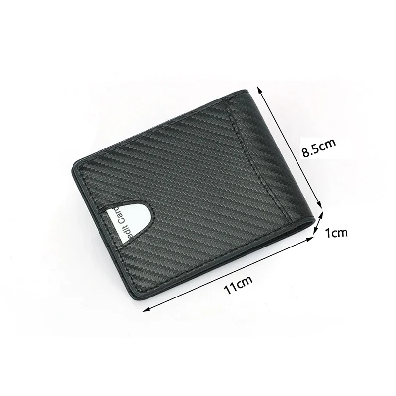 RFID Carbon Fiber Pattern Slim Money Clip for Men Leather Mini Wallet with Money Clips Small Wallet Purse Metal Clamp For Money