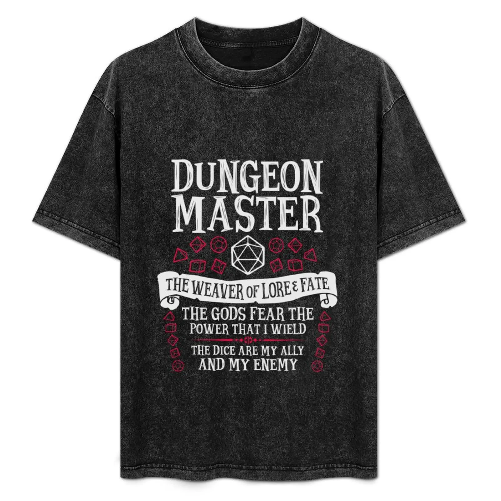 

Dungeon Master The Weaver Of Lore Fate Dungeons Dragons White Text 498 T-Shirt Casual Graphic Print Tee
