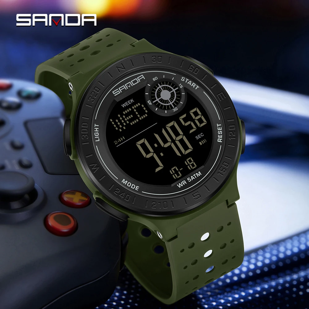 Fashion 2026 SANDA New 6337 Youth Electronic Watch Sports Multifunctional Waterproof LED Single Display Student Electronic Watch