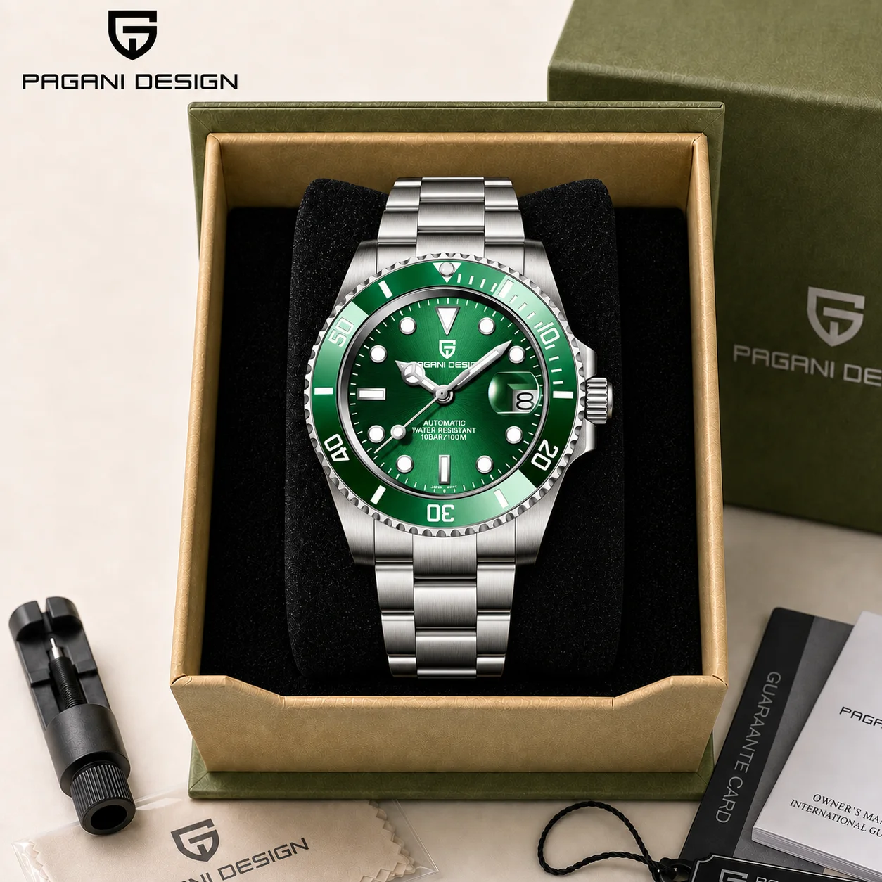 PAGANI DESIGN Men Watches Automatic Watch Mechanical Watch Sapphire Glass Stainless Steel Luminous Date Reloj Hombre Luxury Wris