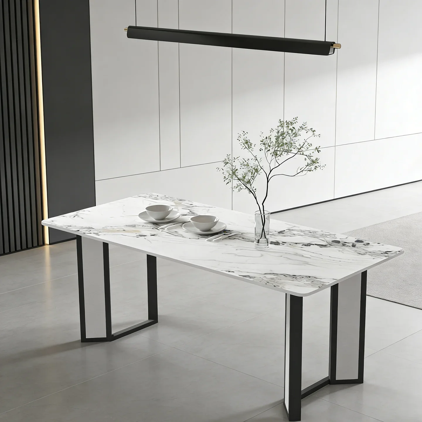 Simple wrought iron tea table leg bracket custom rectangular desk foot rock slab dining conference tripod base