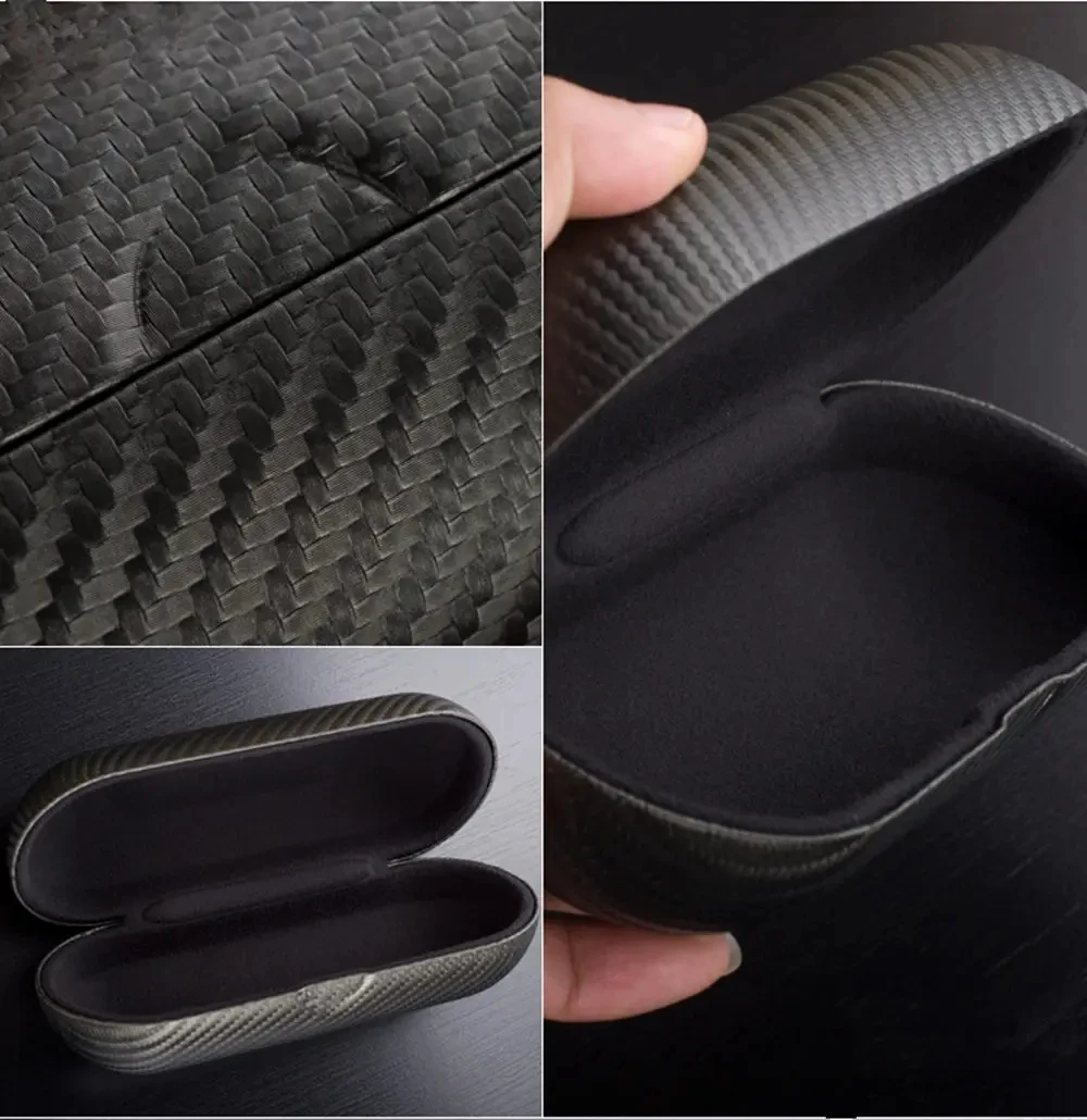 Carbon Fiber Glasses Case Black Mens Sunglasses Storage Box Leather Ladies Eyewear Protect Cases Sunglasses Case