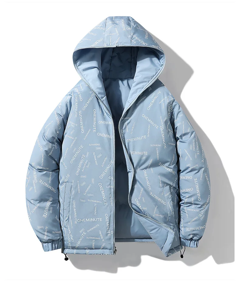 Winter Reversible Zip-Up Padded Jacket Men's Plus Size Thick Warm Outerwear