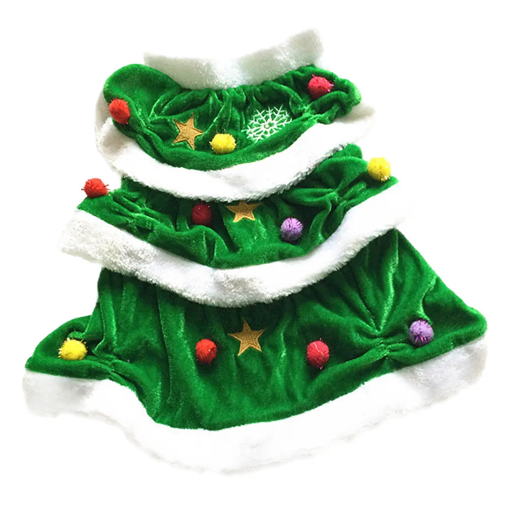 

Jacket with Hat Christmas Tree-shaped Dog Clothes Winter Coats Small Dress Sweaters for Dogs