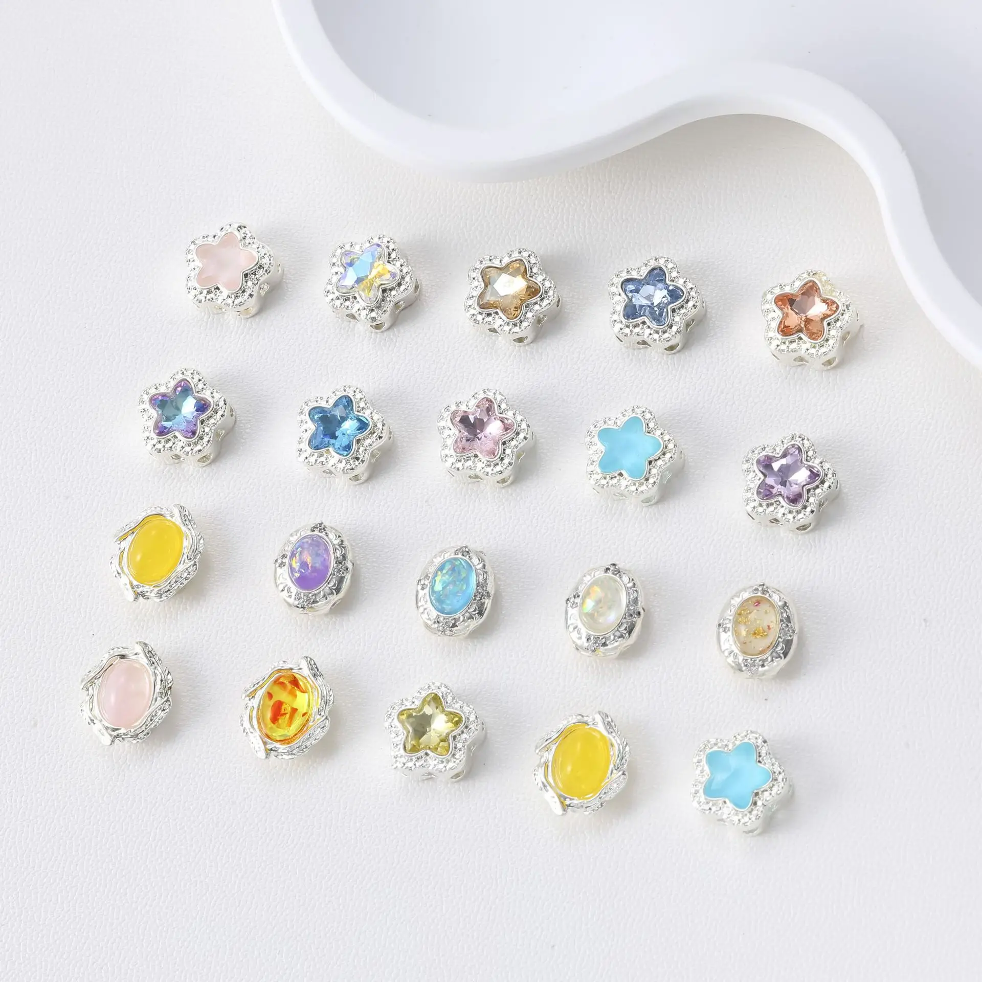 

7, медные посеребренные инкрустированные пятиконечными бусинами-разделителями, материалы для изготовления ювелирных изделий, жемчужное ожерелье, аксессуары для браслетов