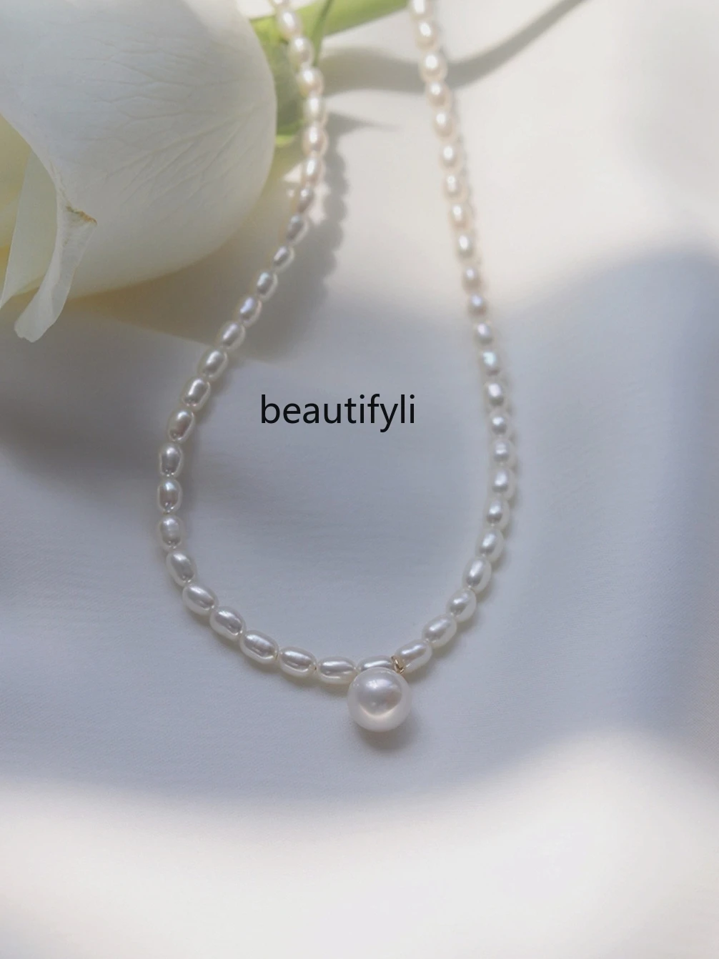 Natural Freshwater Pearl Necklace Women's Sweater Chain Premium Clavicle Chain