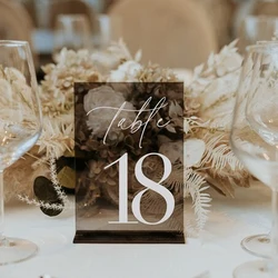 Smokey Black Wedding Table Numbers,Rectangle Table Numbers with Stands,Acrylic Table Signs,Modern Numbers,Wedding Table Decor