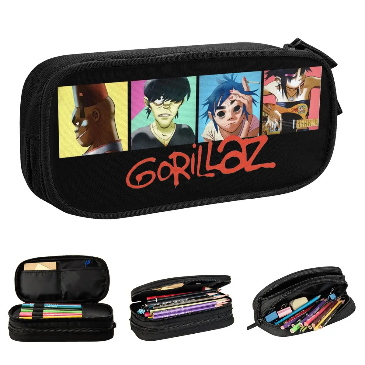 Mooie Gorillaz Rock Etui Muziek Potlood Doos Pen Kinderen Grote Opbergtas Studenten School Geschenken Briefpapier