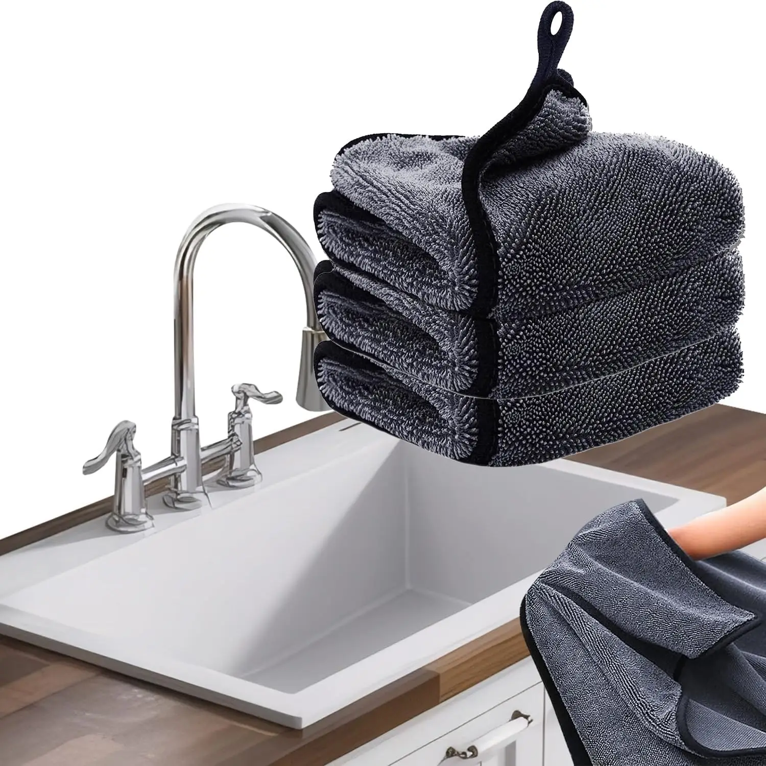 

Streak-Free Microfiber Cleaning Cloths, Super Absorbent for Glass, Windows, and Mirrors - 3-Pack