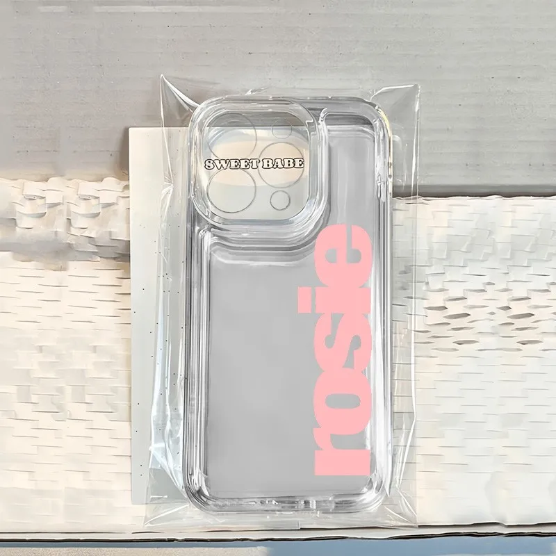 Korea R-ROSIE pink letters Phone Case For Samsung Galaxy A16 A17 A36 A26 A56 A55 A35 A25 A15 A05s A54 A24 A14 A13 A53 A33 4G 5G