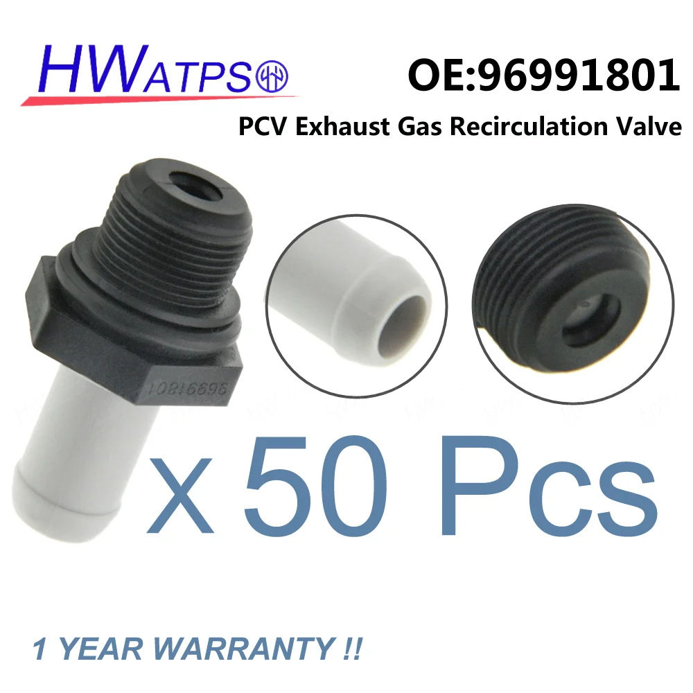 50 Pcs For Chevrolet Spark 2011-2017 Beat 2018-2020 1.2LT Positive Crankcase Ventilation PCV Valve 96991801 25192199 96858689