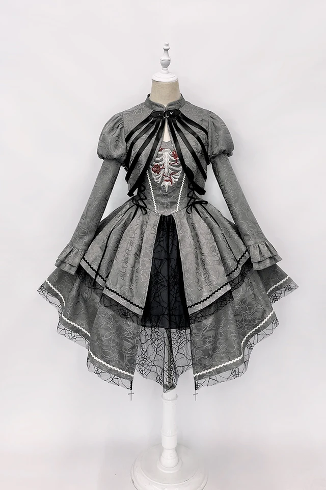 Lolita Heart Painful Gothic Rib Rose Embroidered Irregular Dress by Alice  Girl - AliExpress 200000532