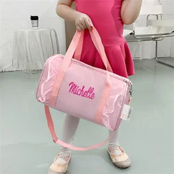 Bolsa de dança personalizada para meninas, duffel de renda rosa para ballet class, bordado personalizado crossbody, bolsa bailarina para crianças