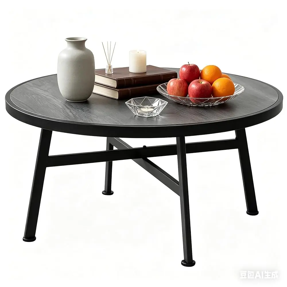 

Free ShippingRound Coffee Table, Industrial Circular Center Coffee Table for Living Room, Rustic Wood Desktop Storage Shelf with