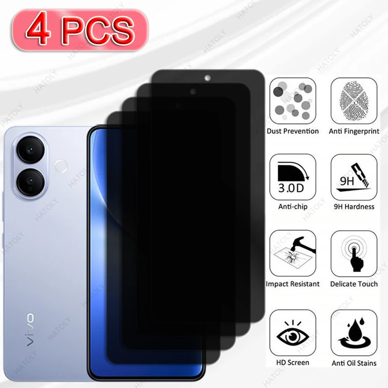 Privacy Screen Protector For vivo V60 Lite 4G Glass Anti Glare Glass Camera Lens Protector For vivo V60 Lite 5G Anti-spy Glass