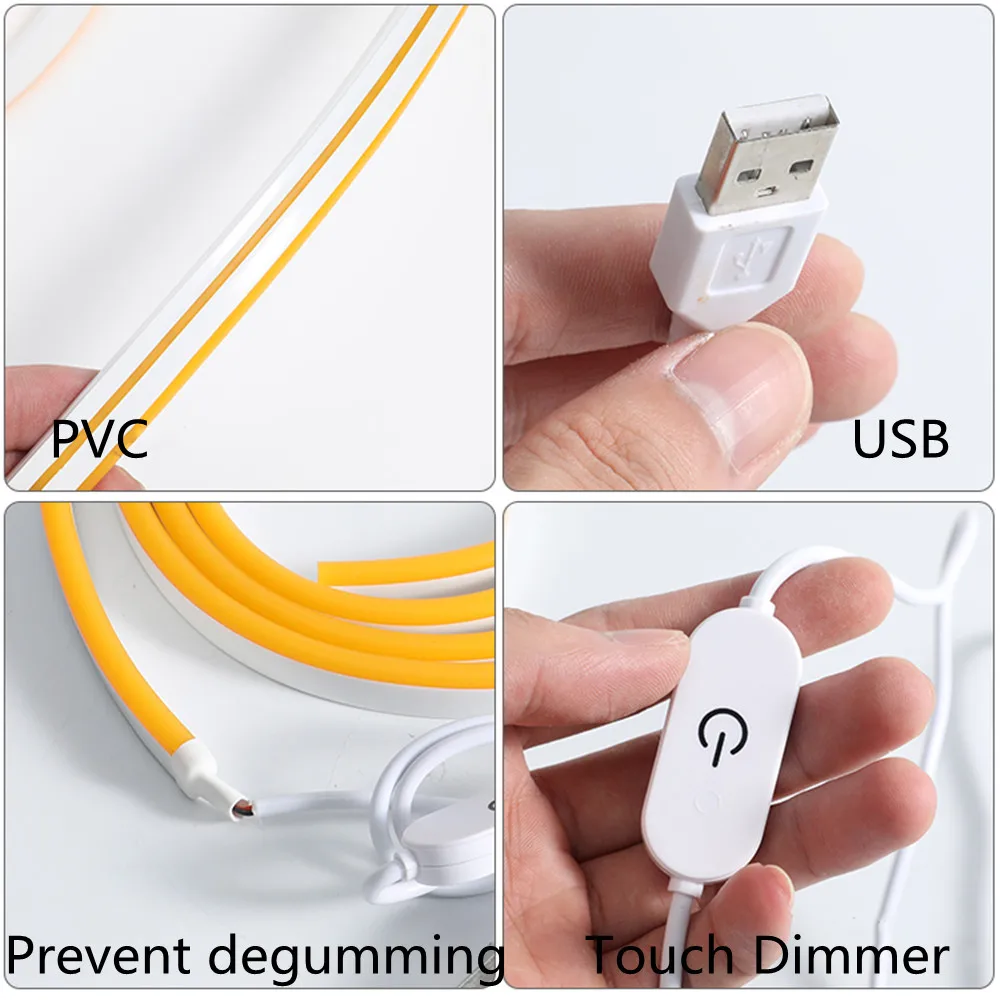 5V USB Neon Strip Touch Dimming SMD2835 120Leds/m Neon Light IP67 Waterproof White/Warm White Flexible Ribbon Rope LED Light