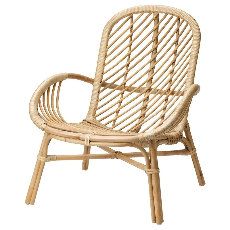 Natural Rattan Lounge Chair for Nordic Indonesian Style Nap Chair for Balcony Living Room Home Use Kids Backrest Relaxation