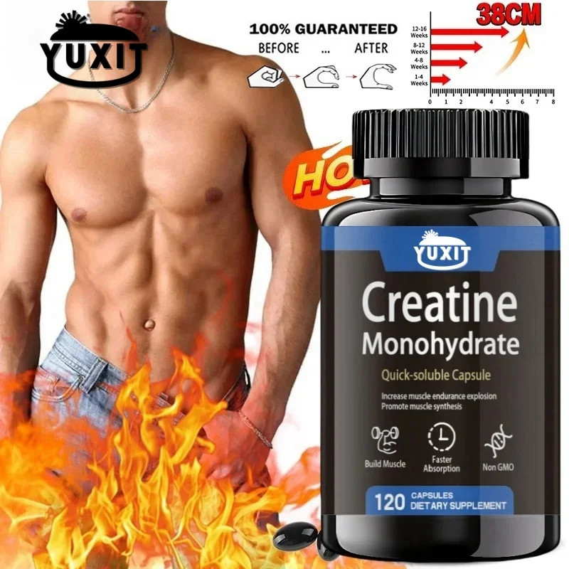 YUXIT  Creatine Monohydrate Capsules 120ct 3000mg Per Serving GlutenFree NonGMO