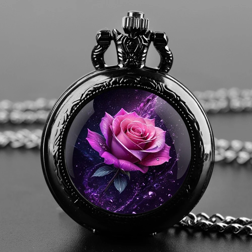 

Уникальные модные кварцевые карманные часы для женщин и мужчин, ретро-часы с цепочкой и подвеской в виде розы, ювелирные изделия, подарки, аксессуары