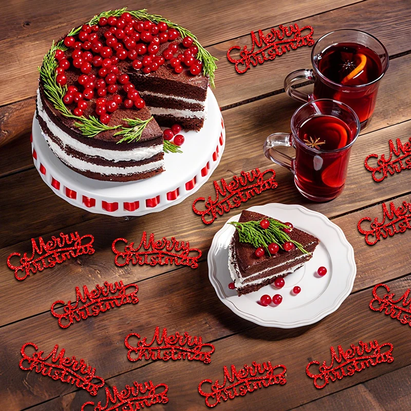50 Stück Frohe Weihnachten Konfetti Weihnachtskonfetti für Party-Tischdekorationen Frohes Neues Jahr Weihnachtszubehör Werfen Sie Konfetti – Detail 8