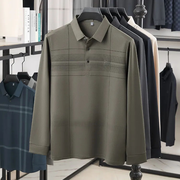 

2025 Men's Warm and Casual Long Sleeved Polo Shirt for Autumn and Winter