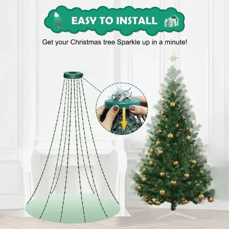 Lampu Natal LED Smart APP DIY dengan Remote Control Bluetooth, Lampu String Peri untuk Dekorasi Taman dan Pesta Luar Ruangan