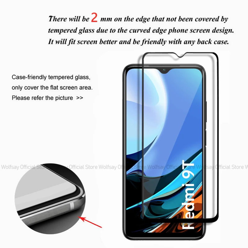 2/4 SZTUK Szkło hartowane do Xiaomi Redmi 9T Ochraniacz ekranu Xiaomi Redmi 9T Pełna osłona kleju Folia ochronna na telefon Xiaomi Redmi 9T