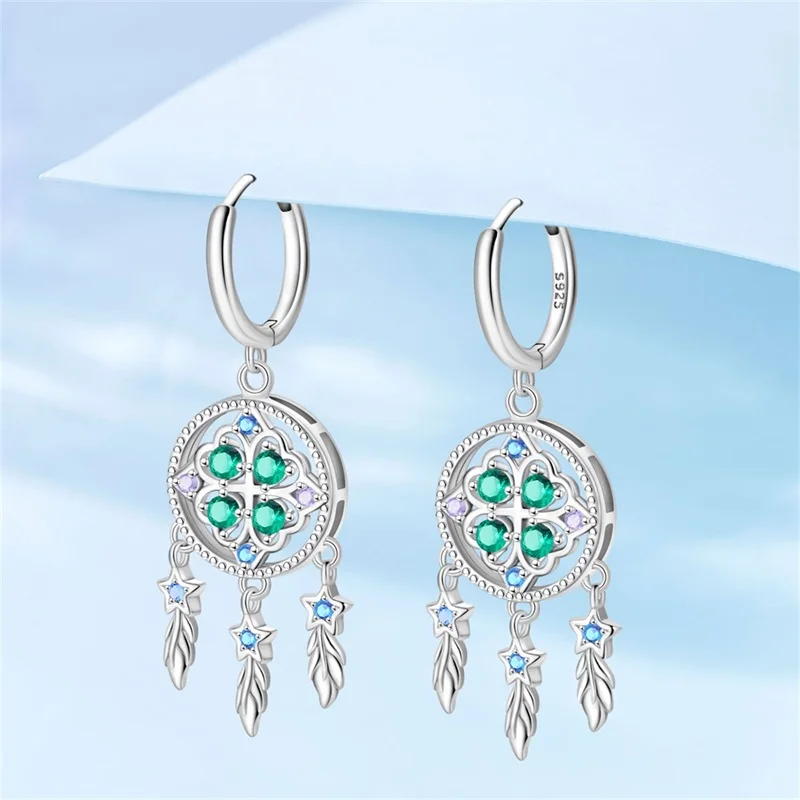 

2026 New 925 Sterling Silver Lucky Dream Catcher Earrings Women Sparkling Earrings For Anniversary Wedding Jewelry Gifts