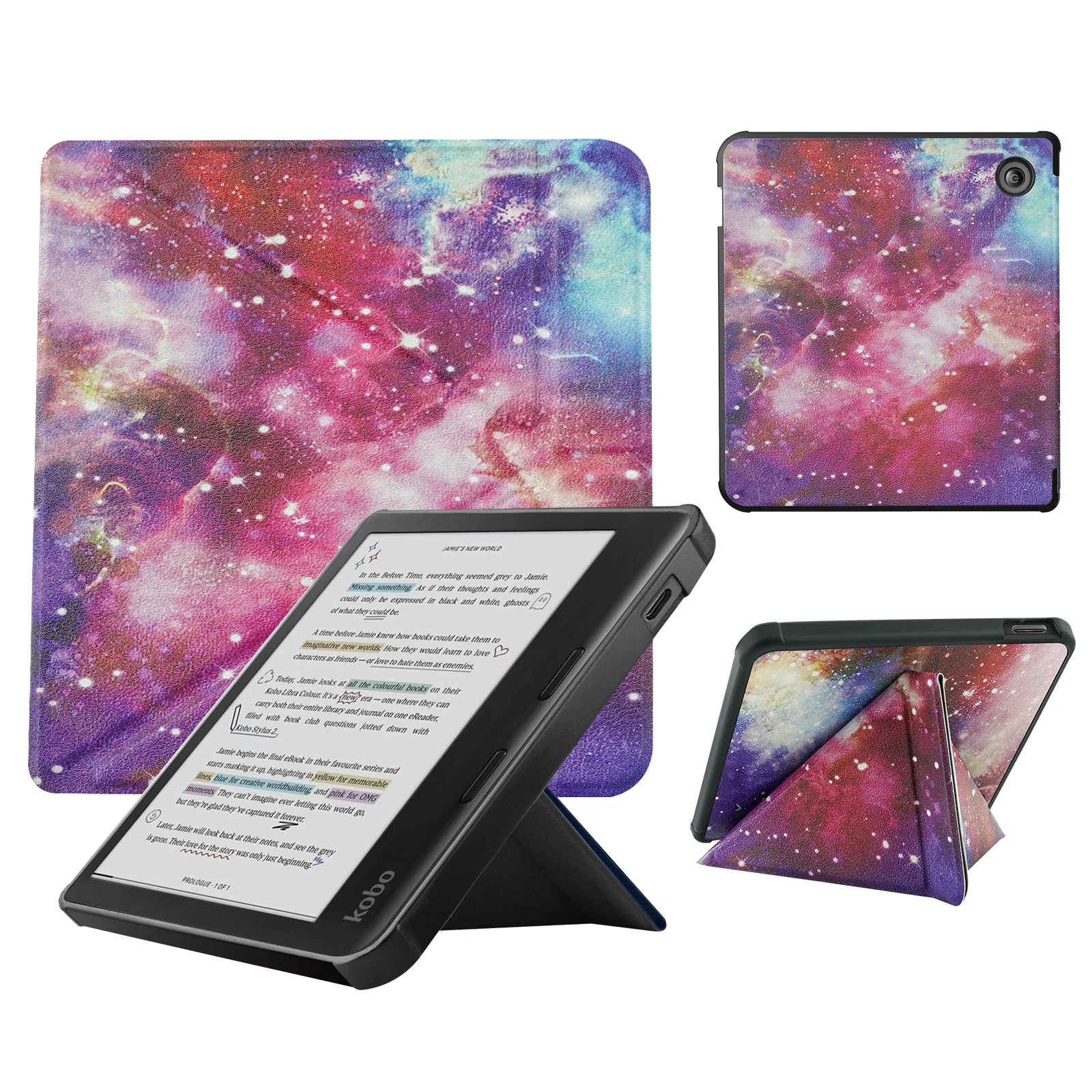 حافظة للقارئ الإلكتروني Kobo Libra Color (Model N428) وKobo Libra 2 (Model N418)، تتضمن واقي شاشة - جلد PU ممتاز مقاس 7 بوصات #1