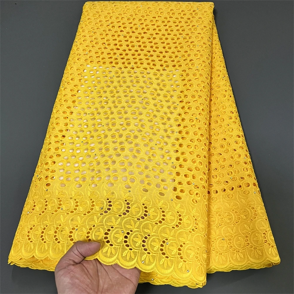 2023 Latest High Quality African Nigerian Pure Tulle Damask Lace Fabric Embroidery Party Dress Sequins Cotton Cloth 5yards