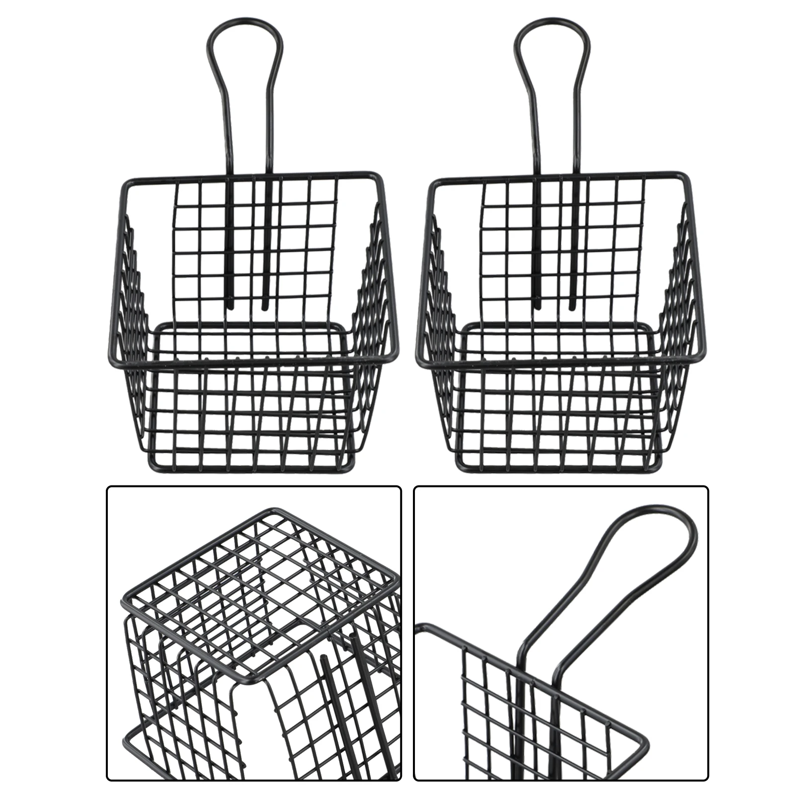 

Portable Basket Food Bucket Black Snack Basket For Ice Cream Organizer Family Restaurant Use Fried Food Serving For Events